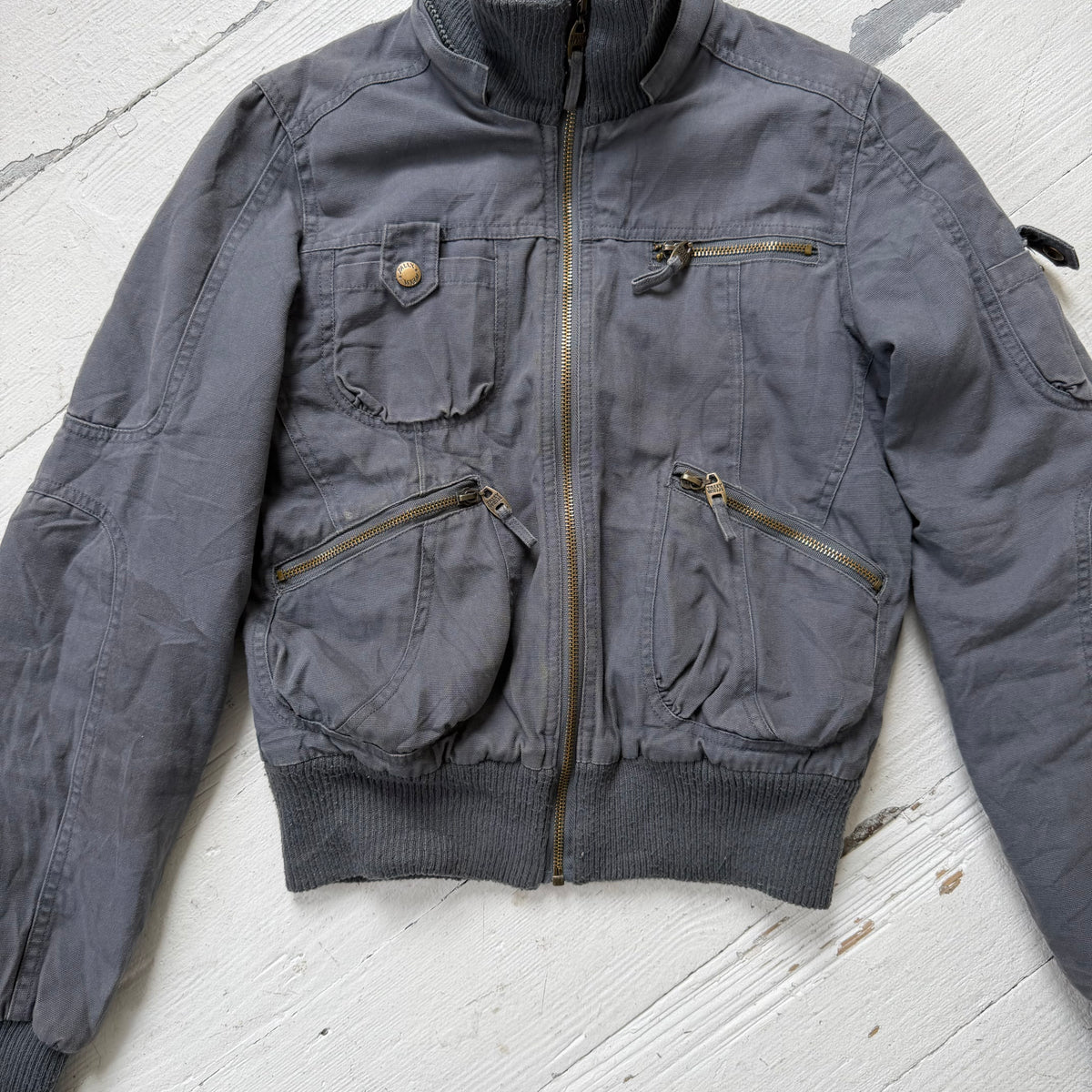 Grey Utility Bomber Jacket