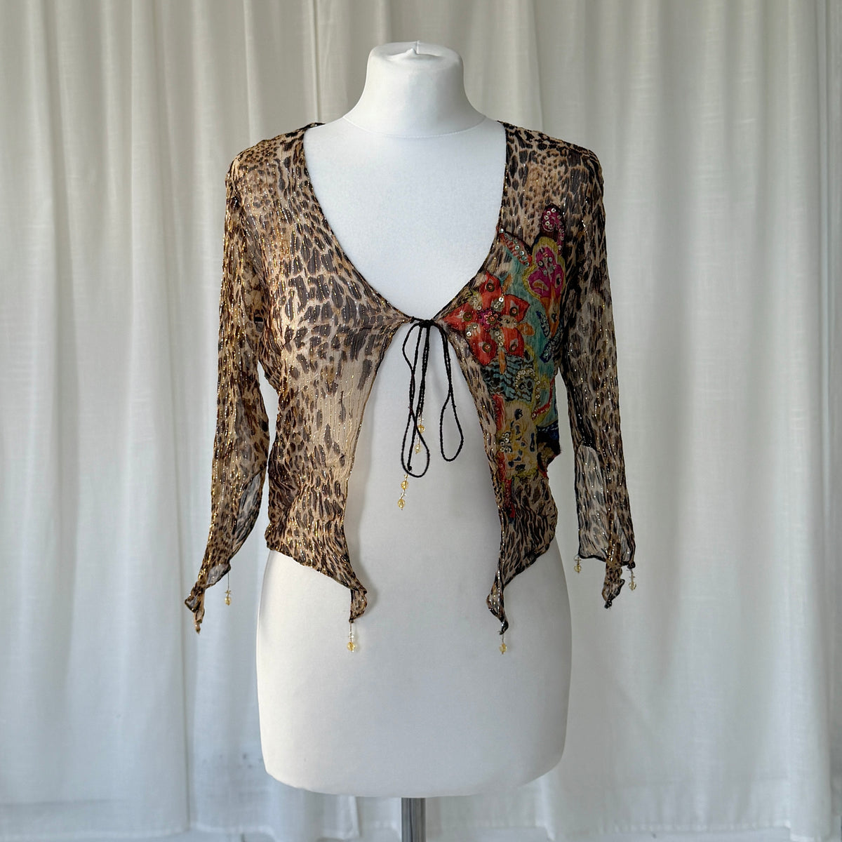 Italian Vintage Leopard Print Tie Bolero
