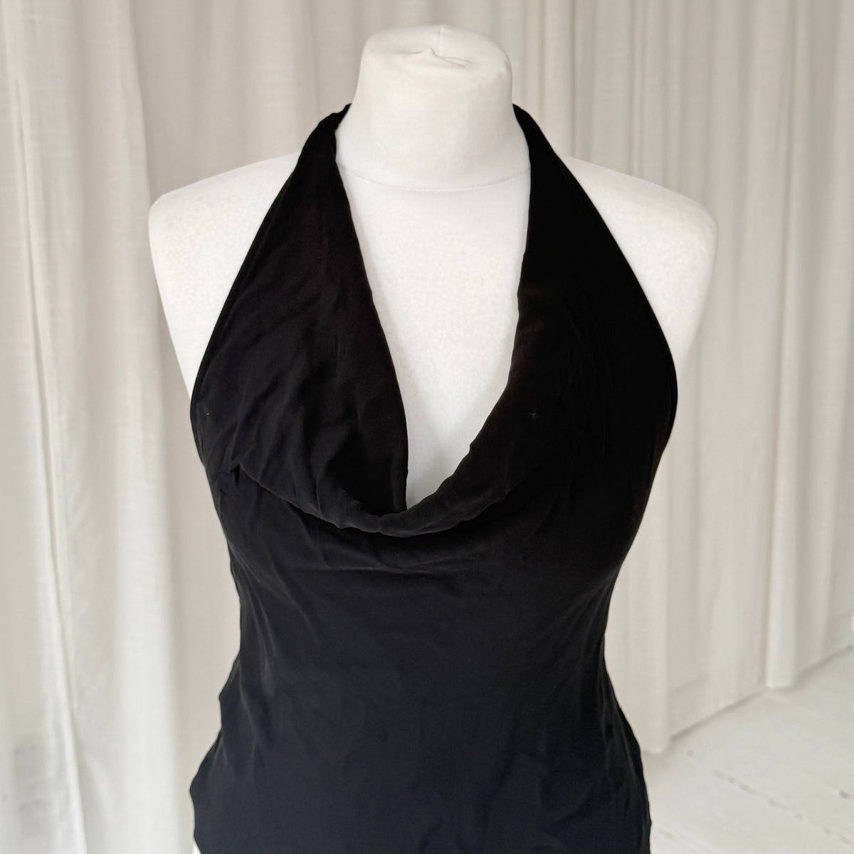 90s French Connection Black Silk Cowl Neck Top