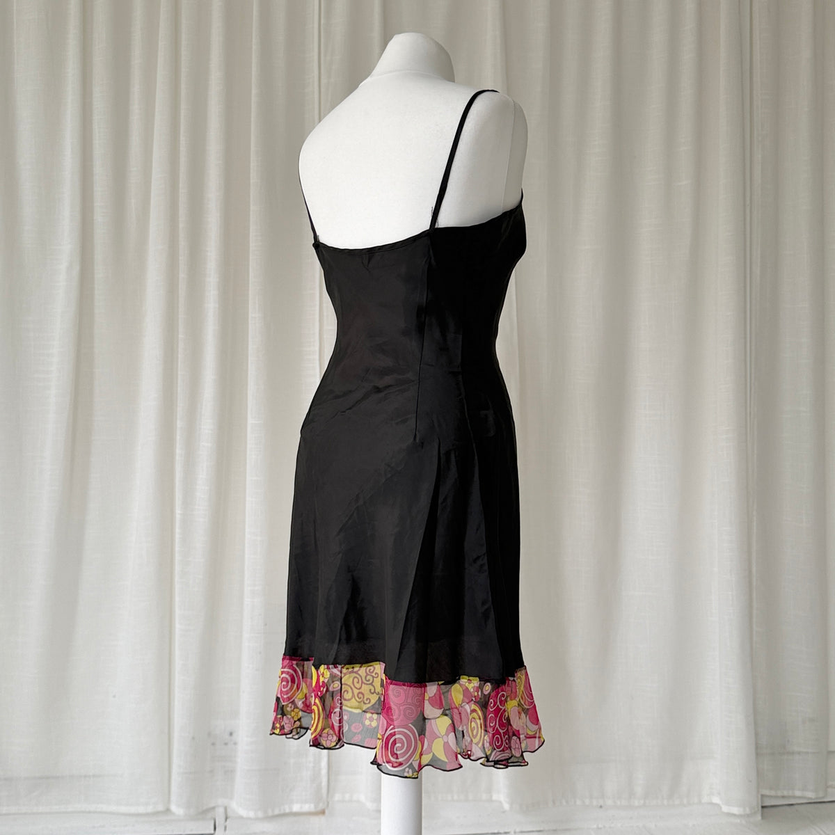 Black Silk Trim Slip Dress