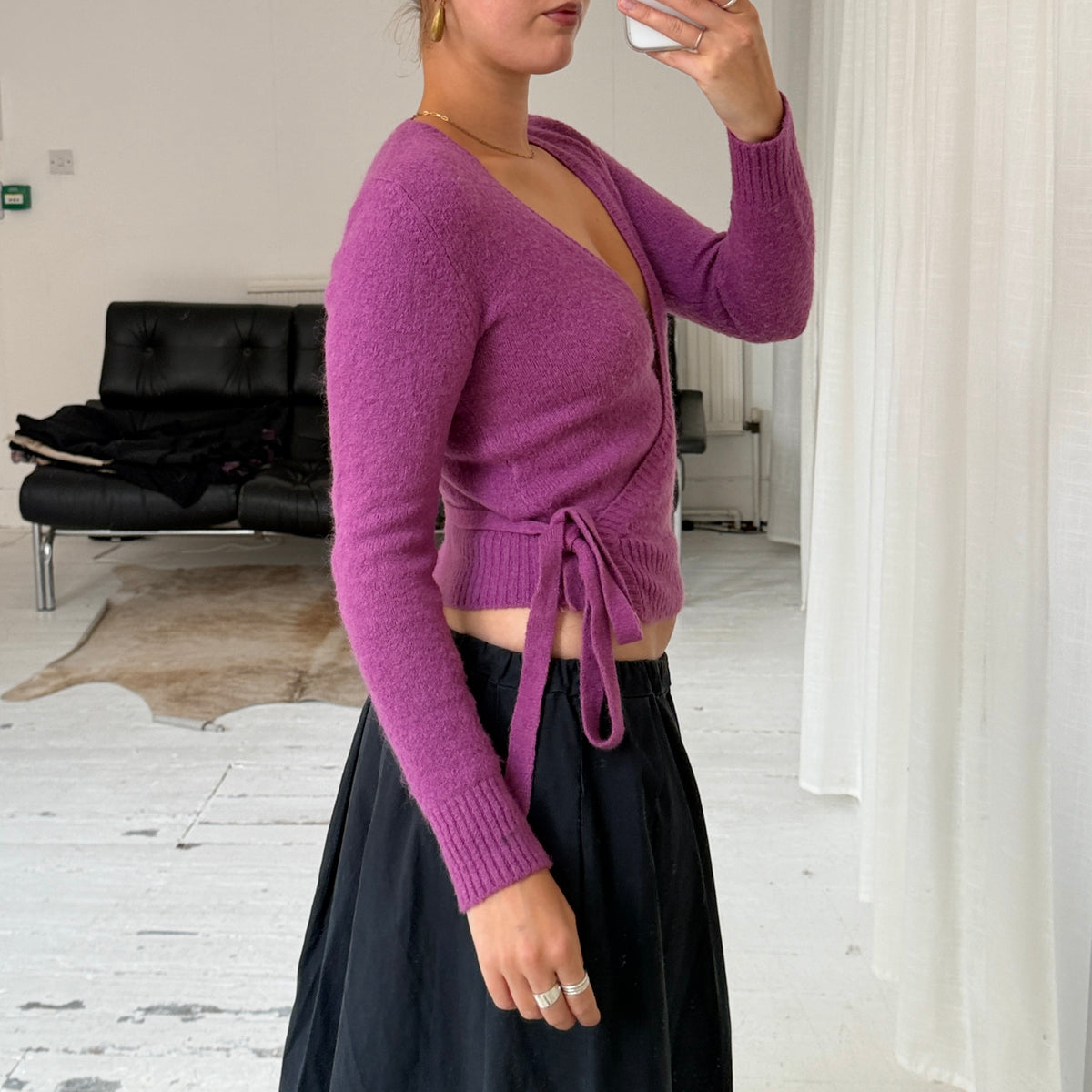 Pink Mohair Wrap Knit Jumper