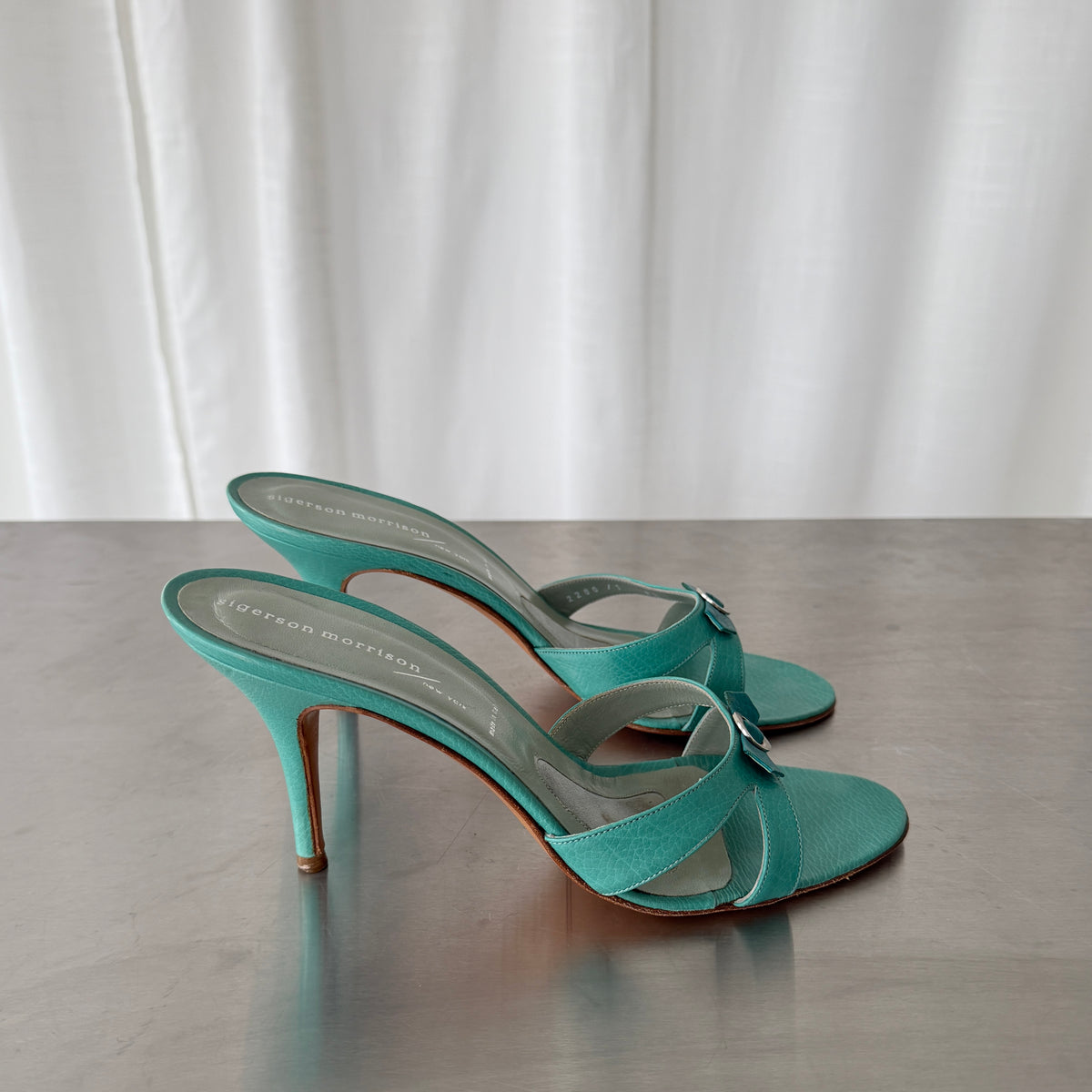 Sigerson Morrison Turquoise Leather Mule Heels