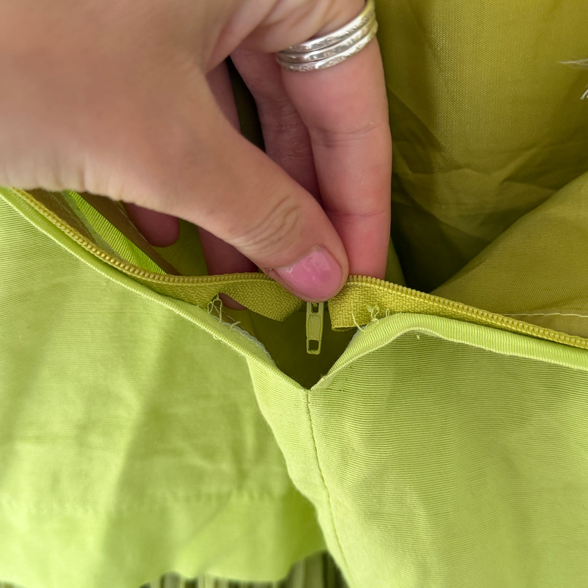 Lime Green Pleated Mini Skirt
