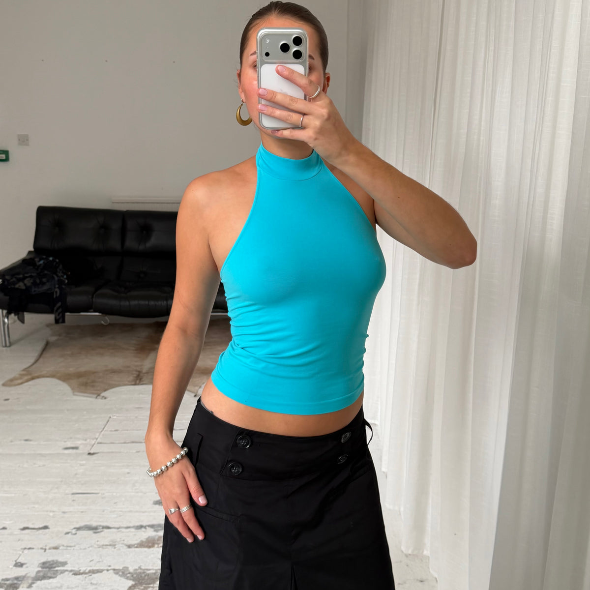 Turquoise Halter Neck Top