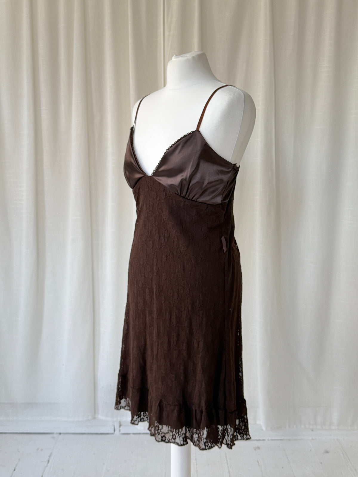 Italian Vintage Brown Lace Mini Dress