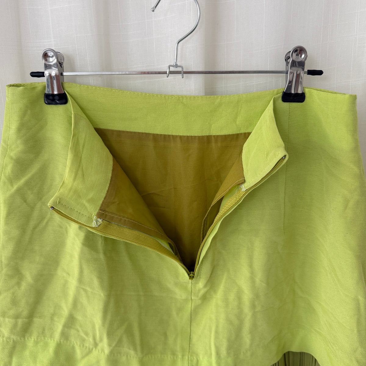 Lime Green Pleated Mini Skirt