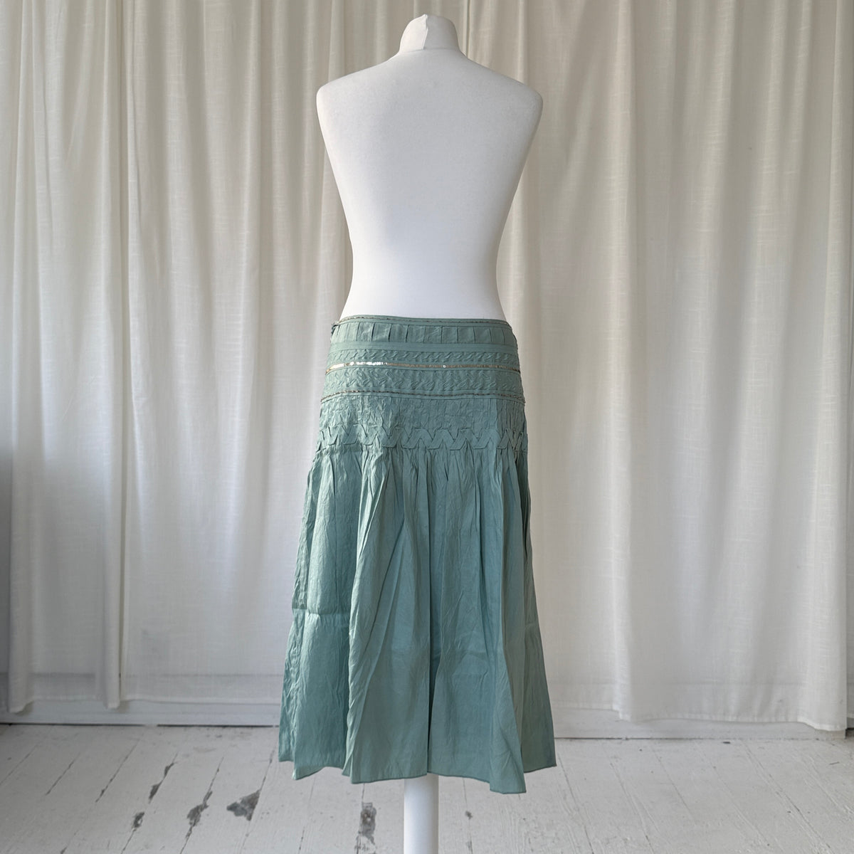 Light Blue Pleated Silk Skirt