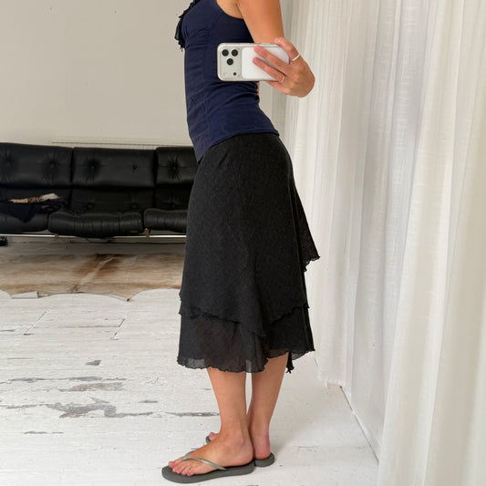 Italian Vintage Layered Wool Midi Skirt