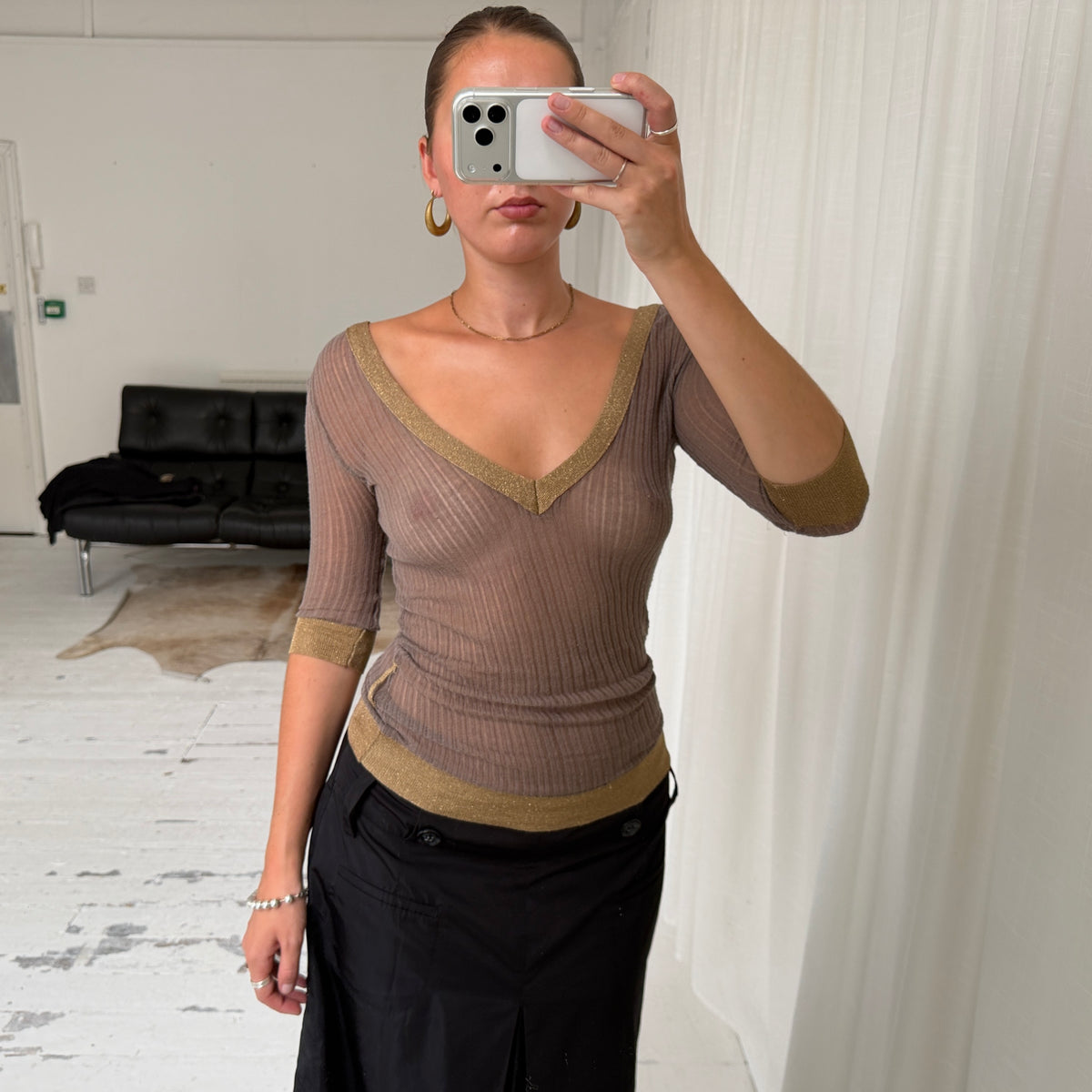 Rinascimento Fine Knit V-Neck Top