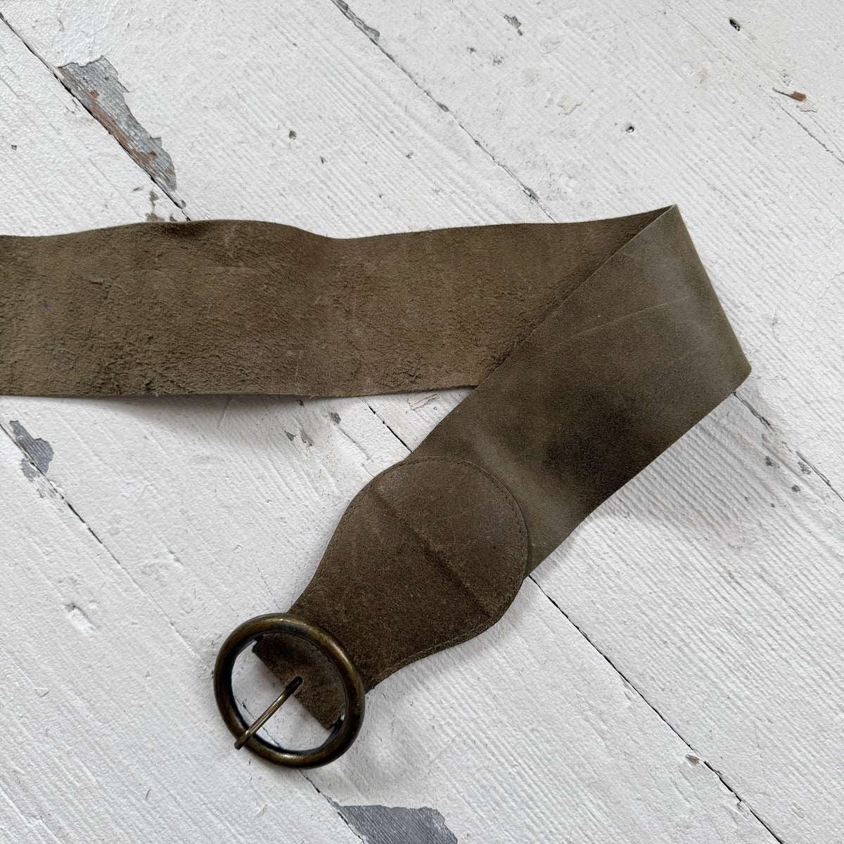 1990s Chunky Khaki Leather Belt