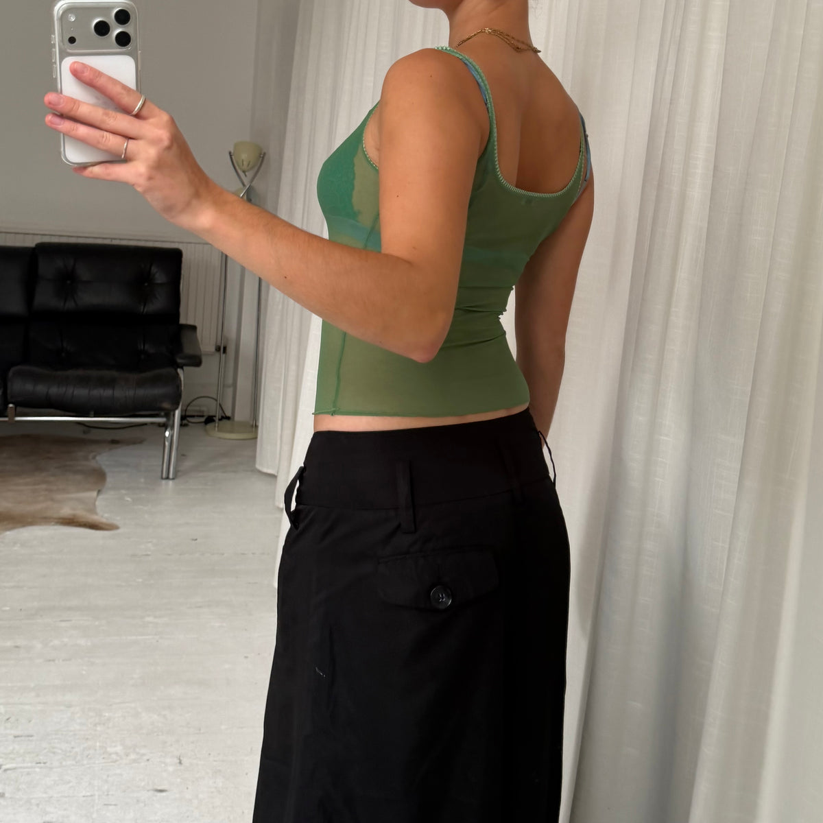 Intimissimi Green Sheer Micro Mesh Cami Top