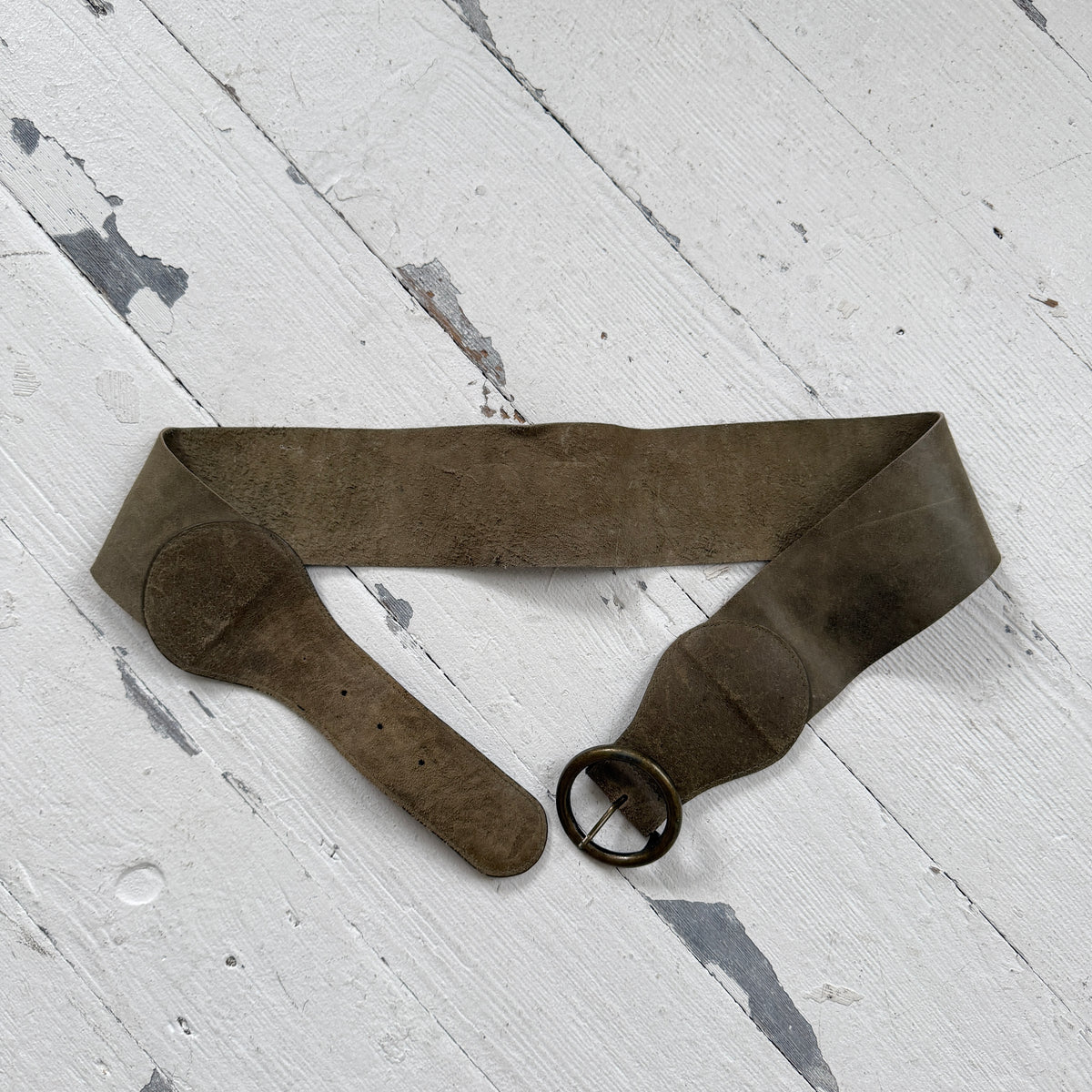 1990s Chunky Khaki Leather Belt