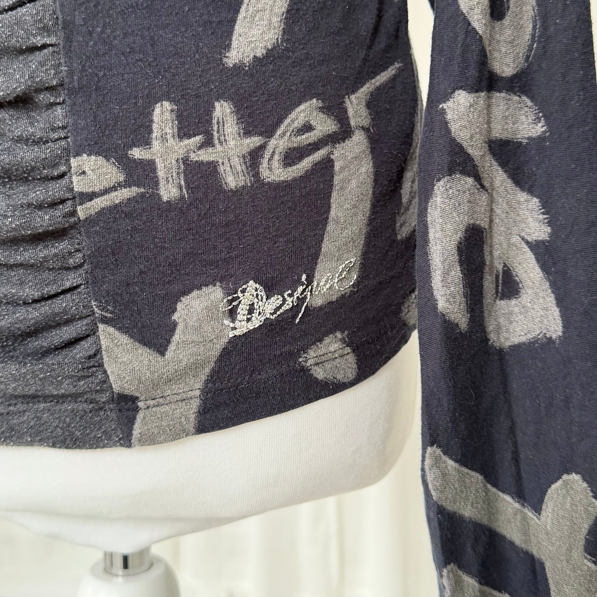 Desigual Graphic Ruched V-Neck Top