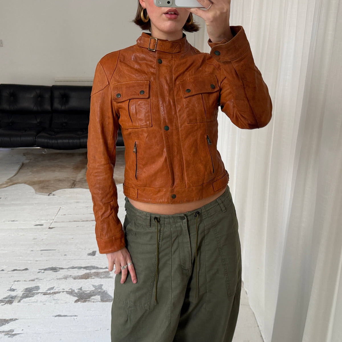 Italian Vintage Leather Biker Jacket