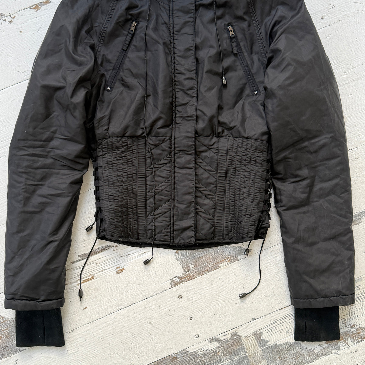 2000s Corset Waist Structured Nylon Jacket