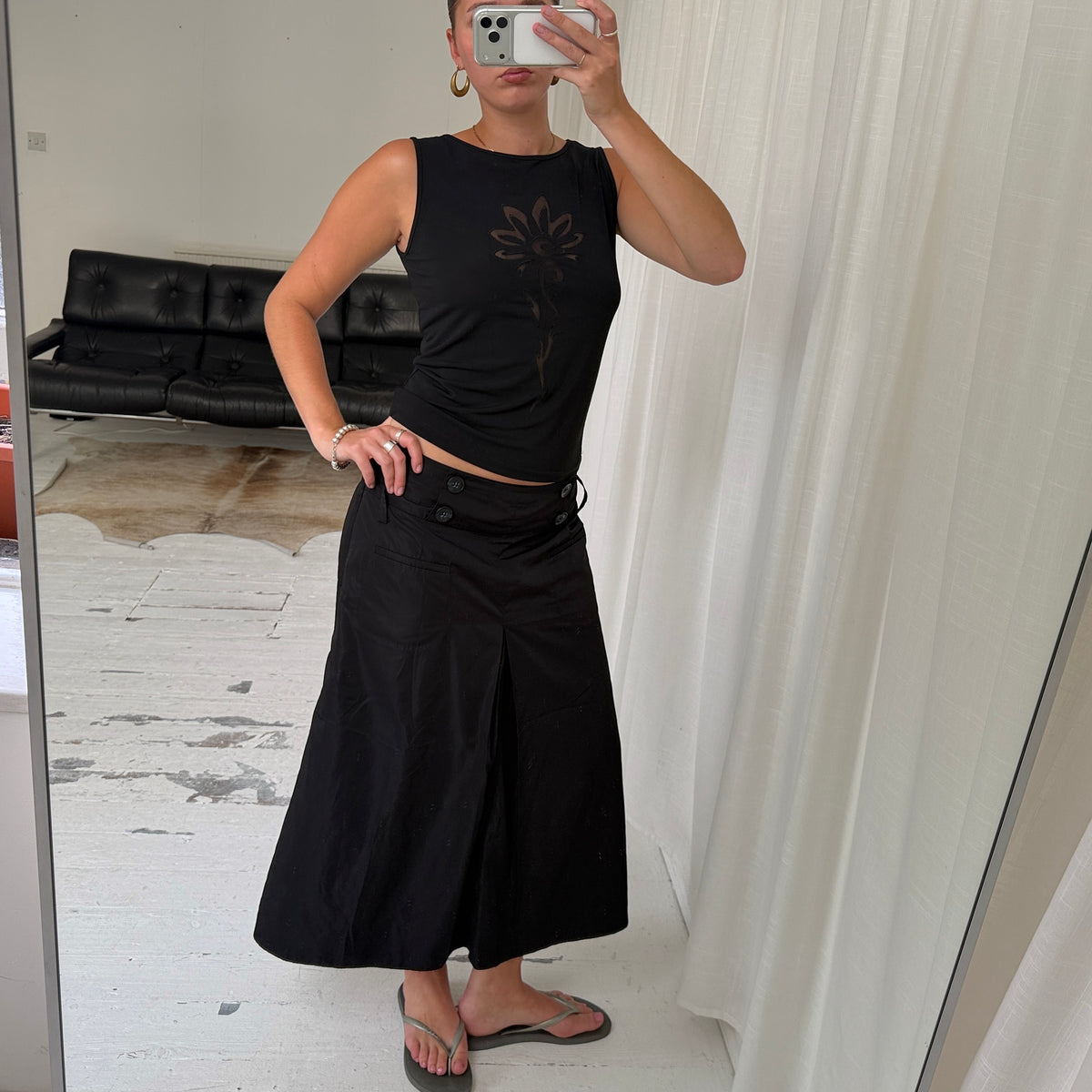 Black Mesh Cut Out Tank Top