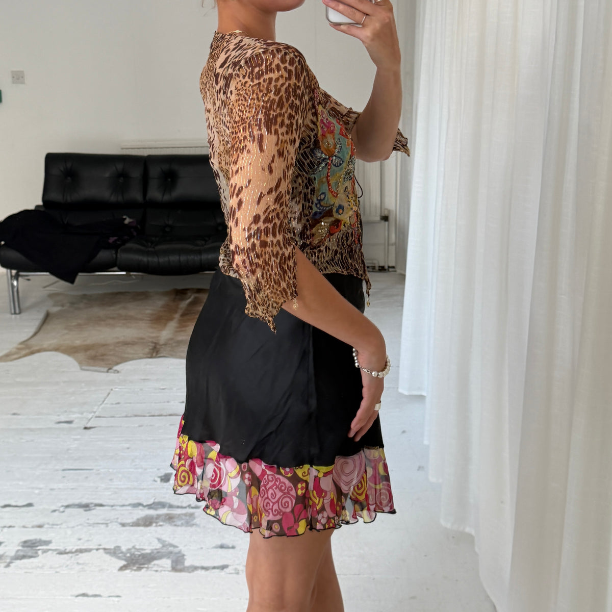 Italian Vintage Leopard Print Tie Bolero