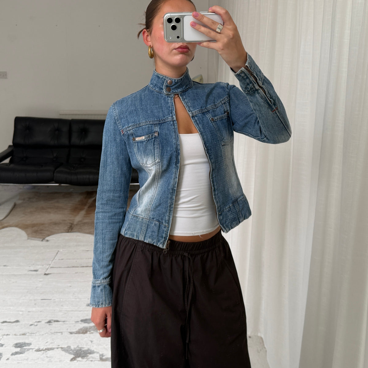 Early 2000’s Double Zip Denim Jacket