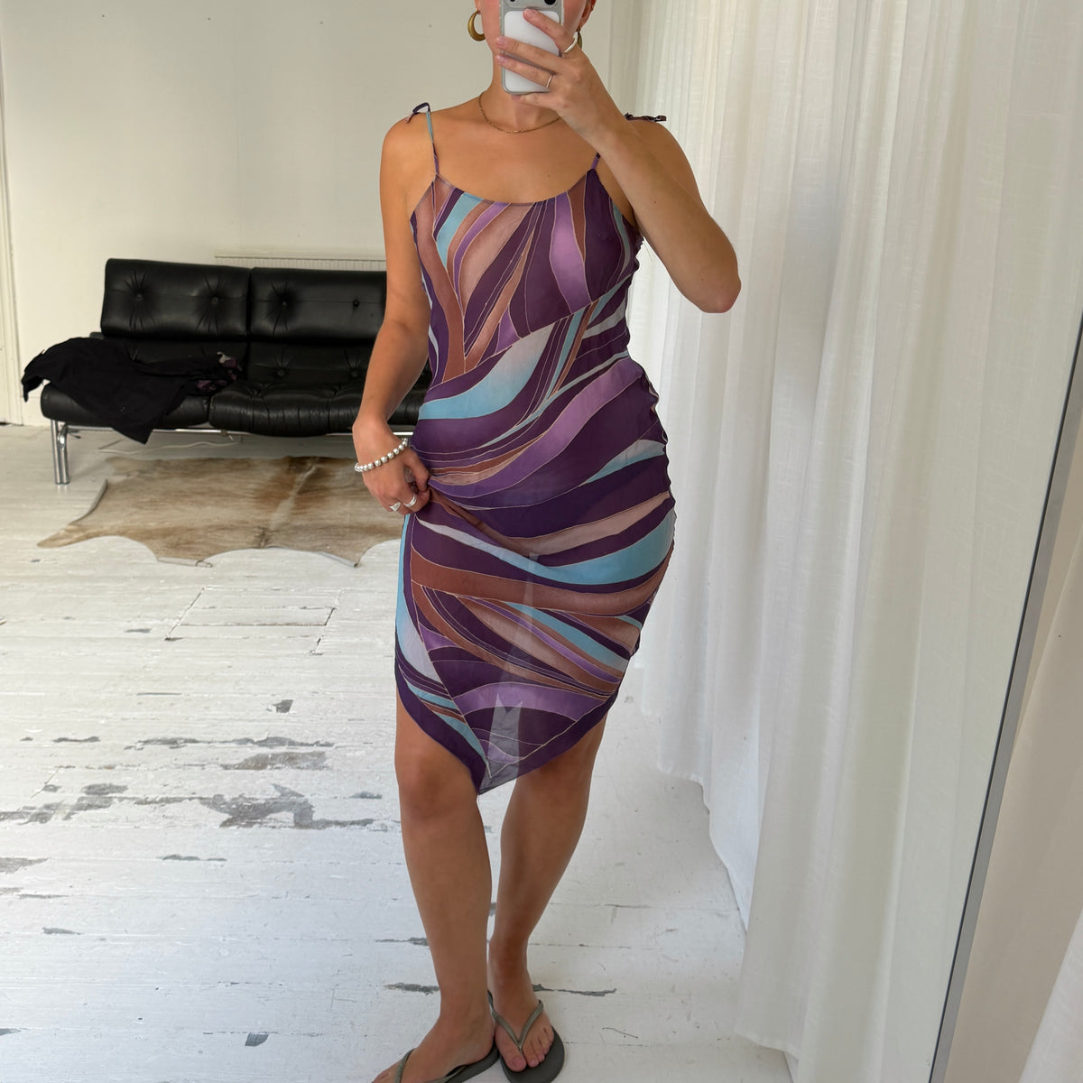 Italian Vintage Geometric Slip Dress