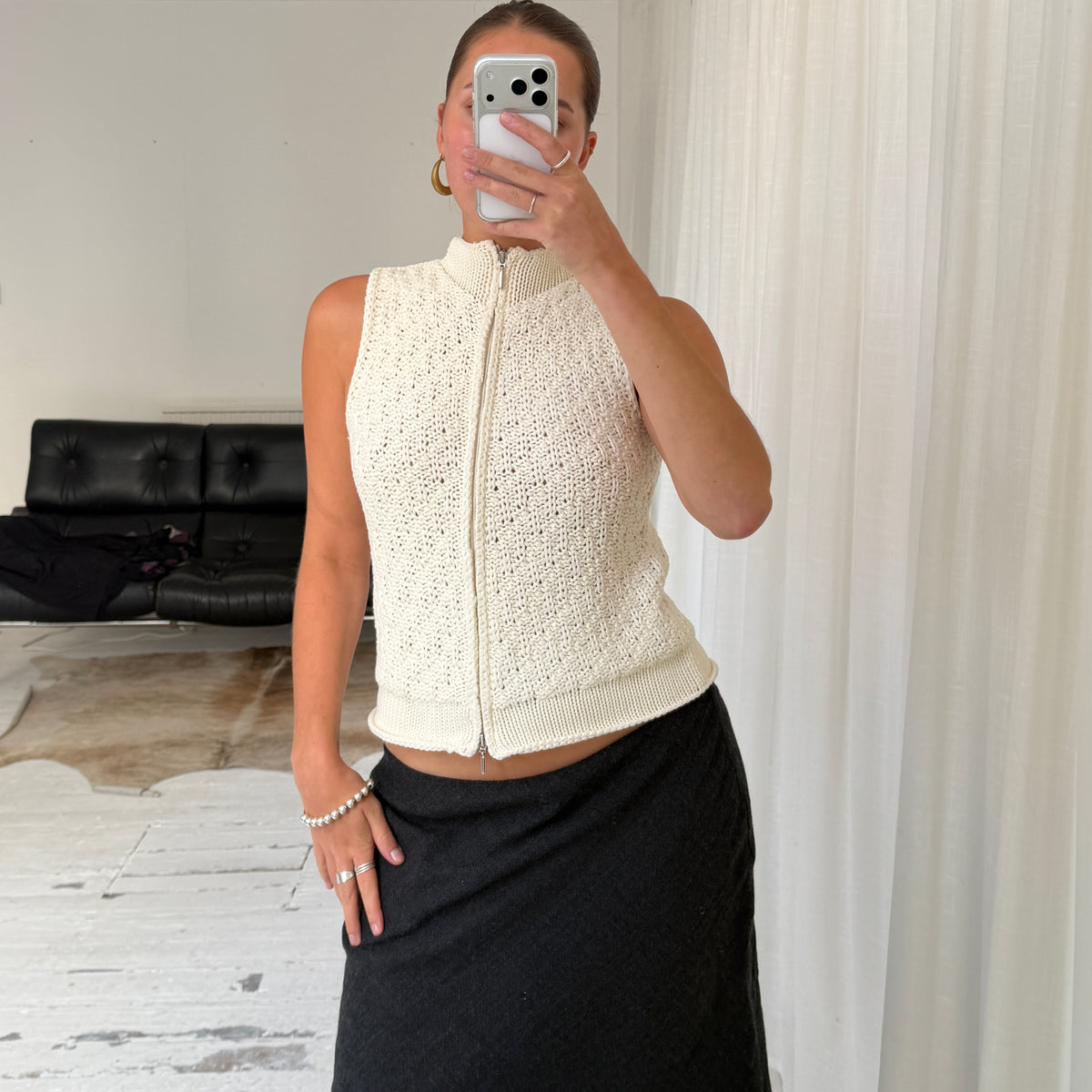 Italian Vintage Knit Double-Zip Vest