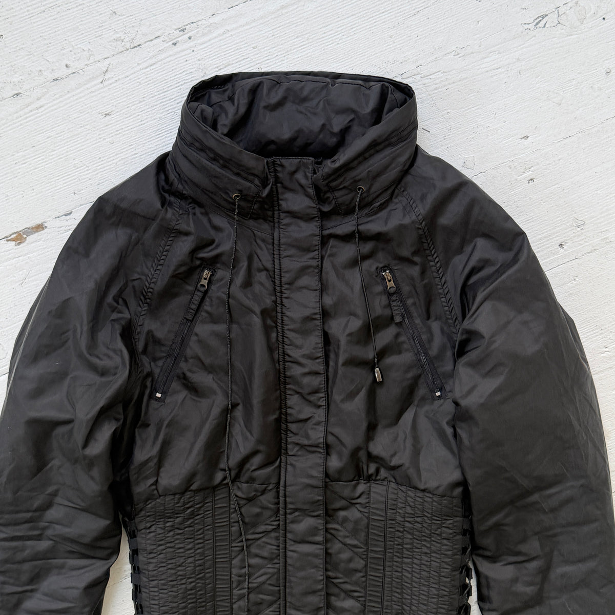2000s Corset Waist Structured Nylon Jacket