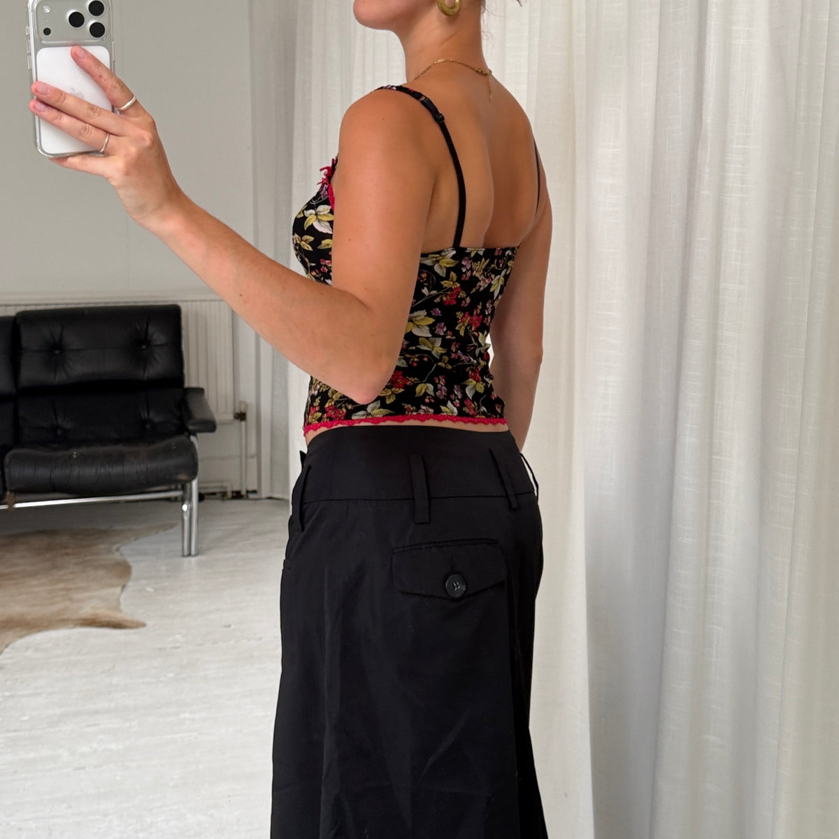 Floral Lace Trim Cami Top