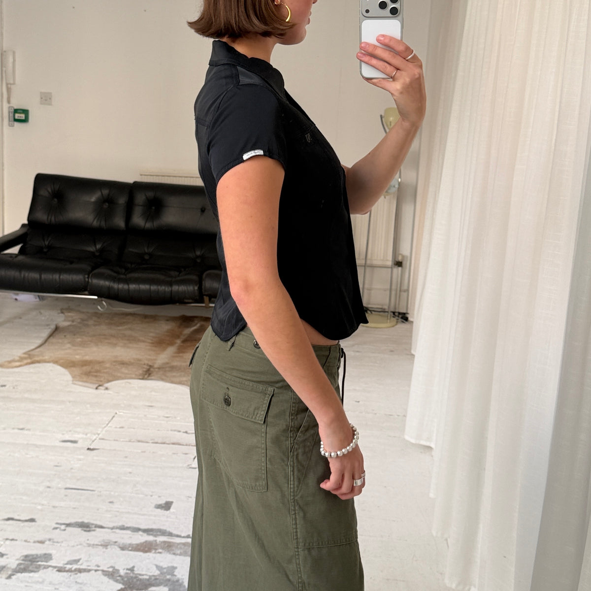 Italian Vintage Black Cargo Shirt