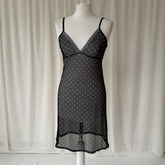 Polka Dot Mesh Lace Slip Dress
