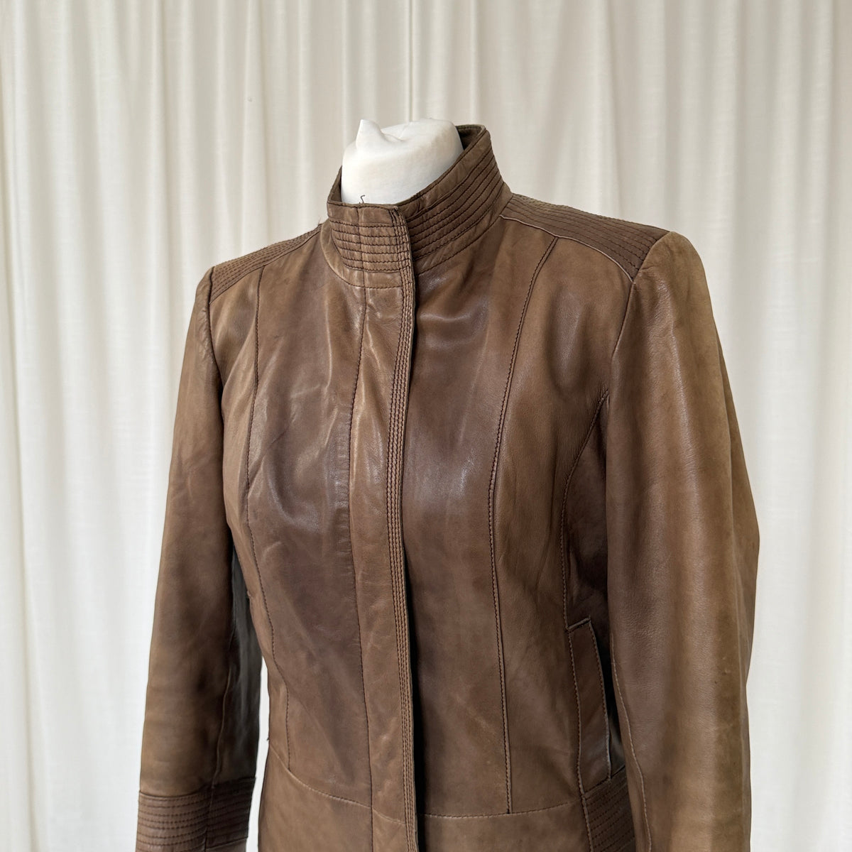 1990s Brown Leather Biker Jacket