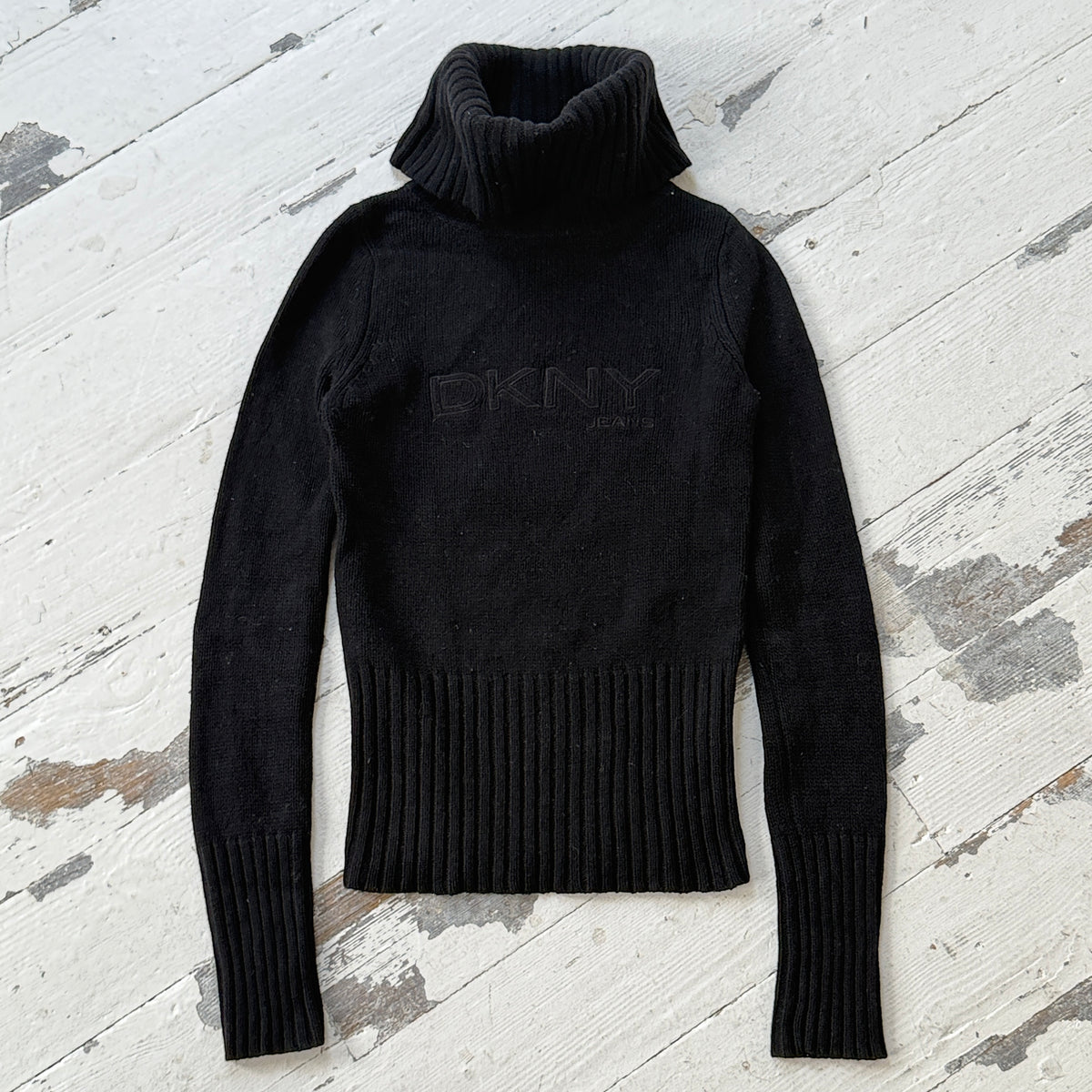 2000s DKNY Wool Logo Rollneck Jumper