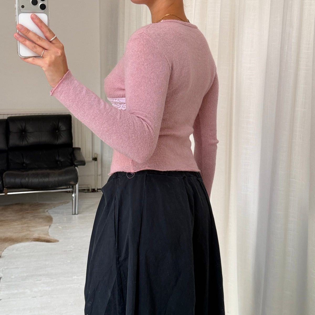 Pink Mohair & Wool Wrap Knit Top