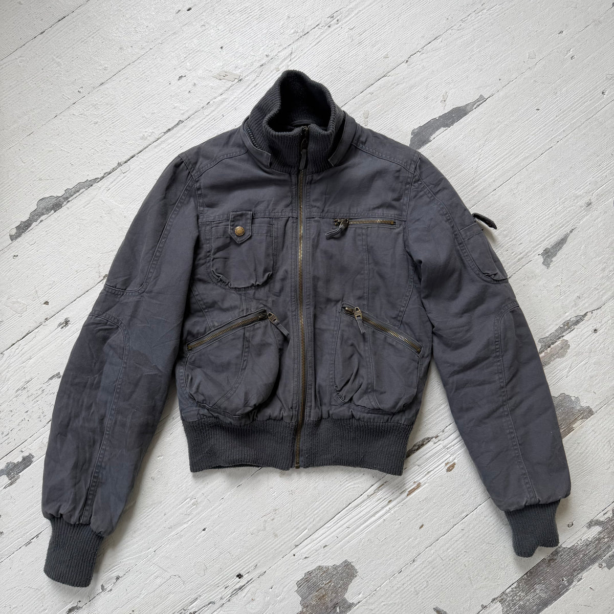 Grey Utility Bomber Jacket