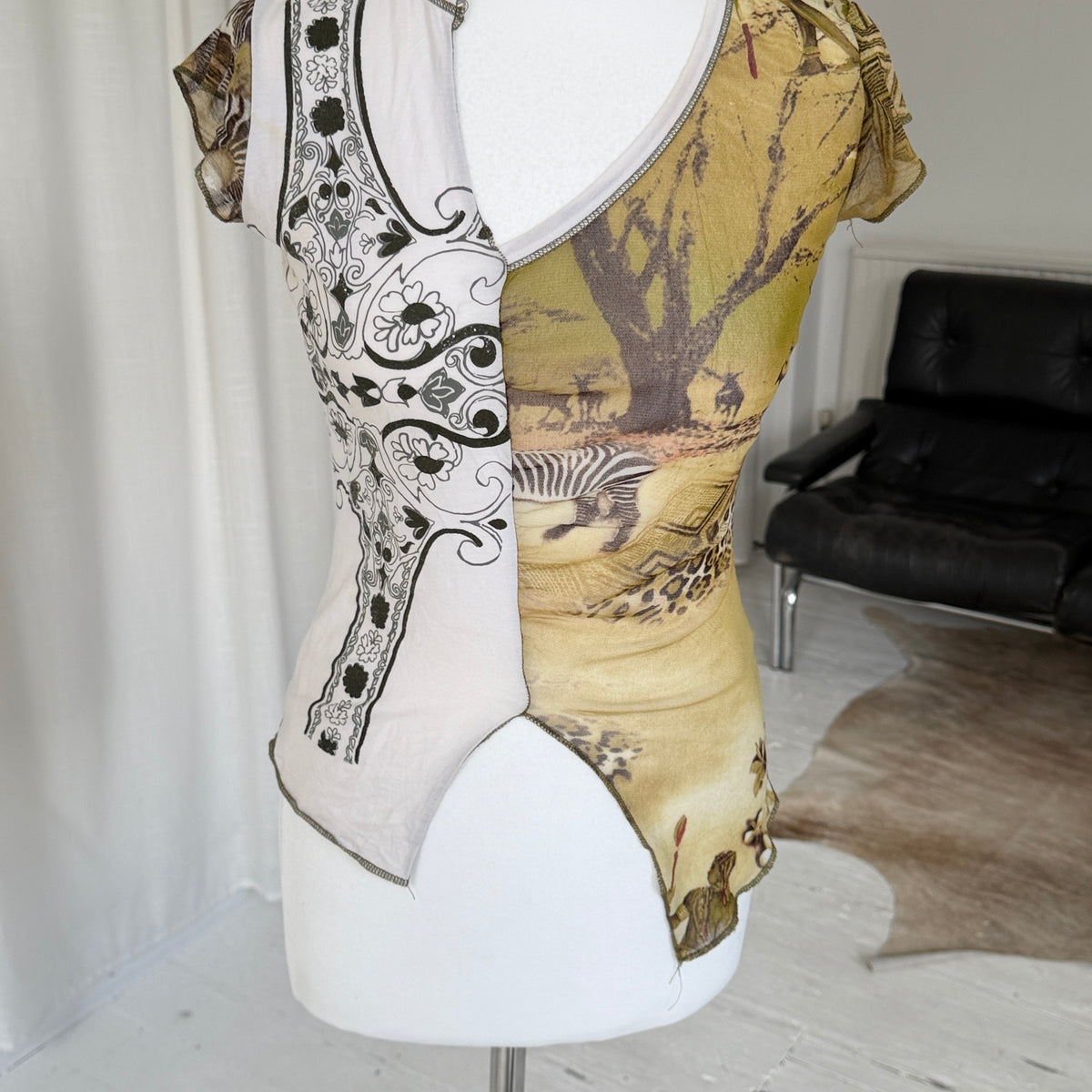 Mesh Asymmetrical Patchwork Top