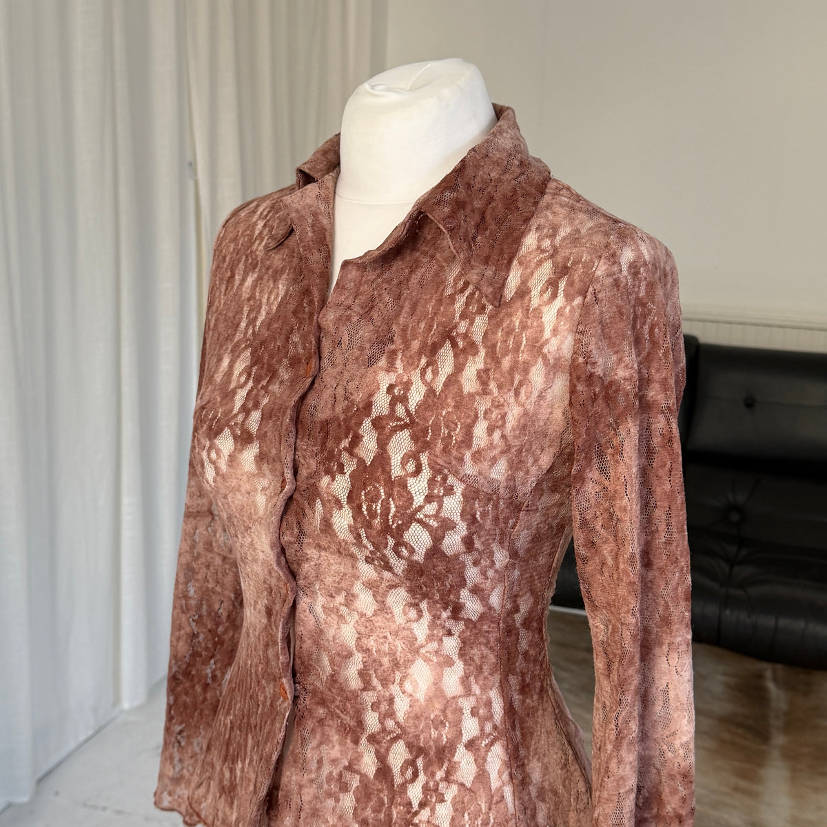 Italian Vintage Sheer Lace Shirt