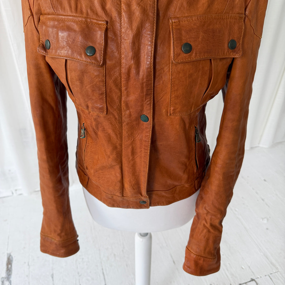 Italian Vintage Leather Biker Jacket