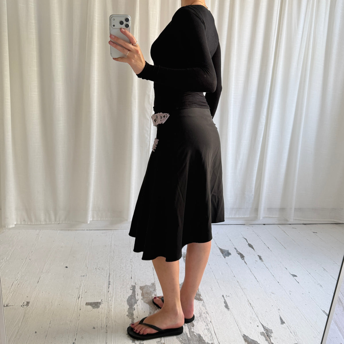 Black Asymmetric Buckle Wrap Skirt