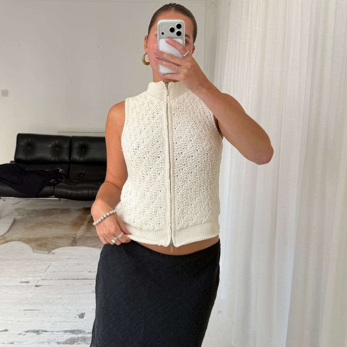 Italian Vintage Knit Double-Zip Vest