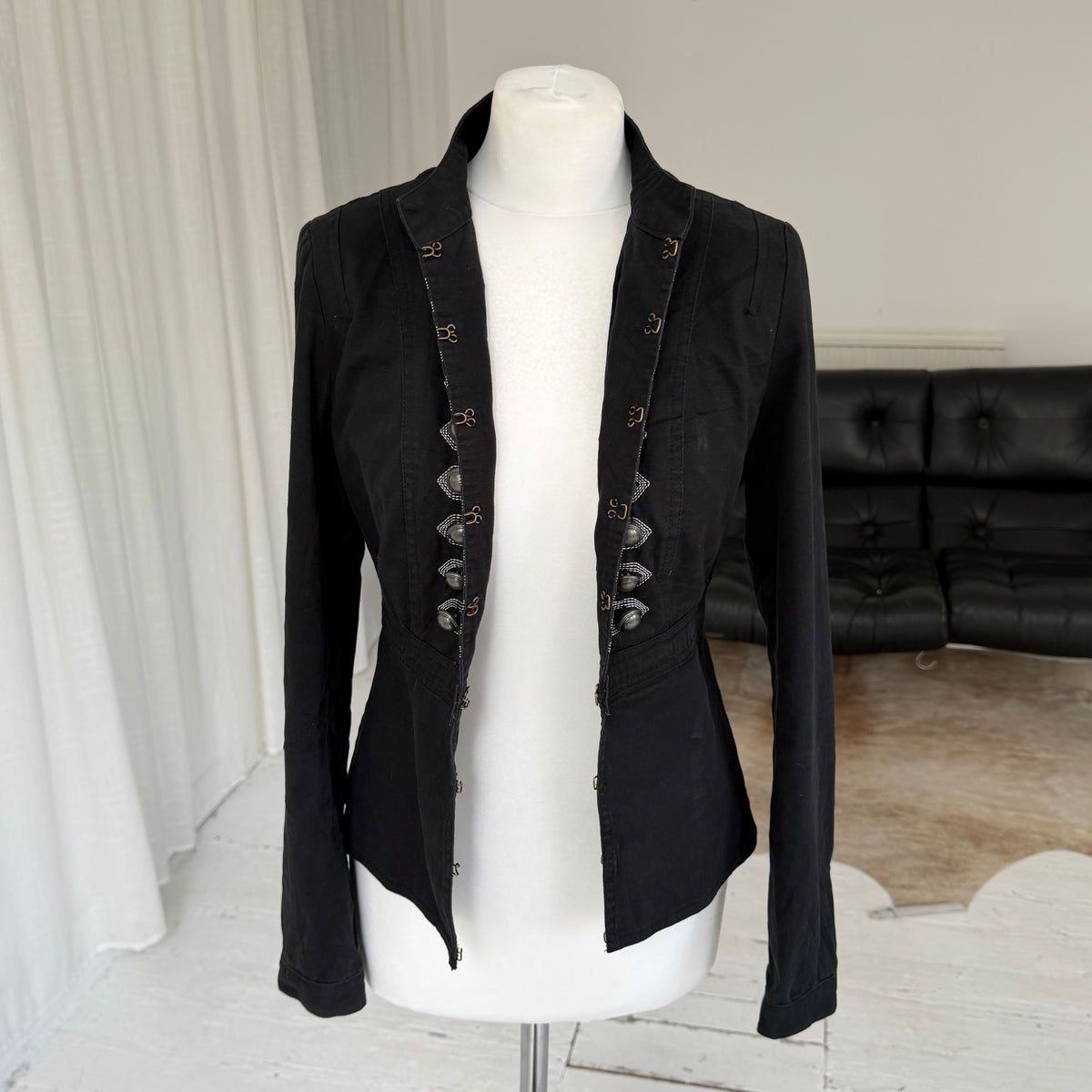 Black Military Hook & Eye Jacket