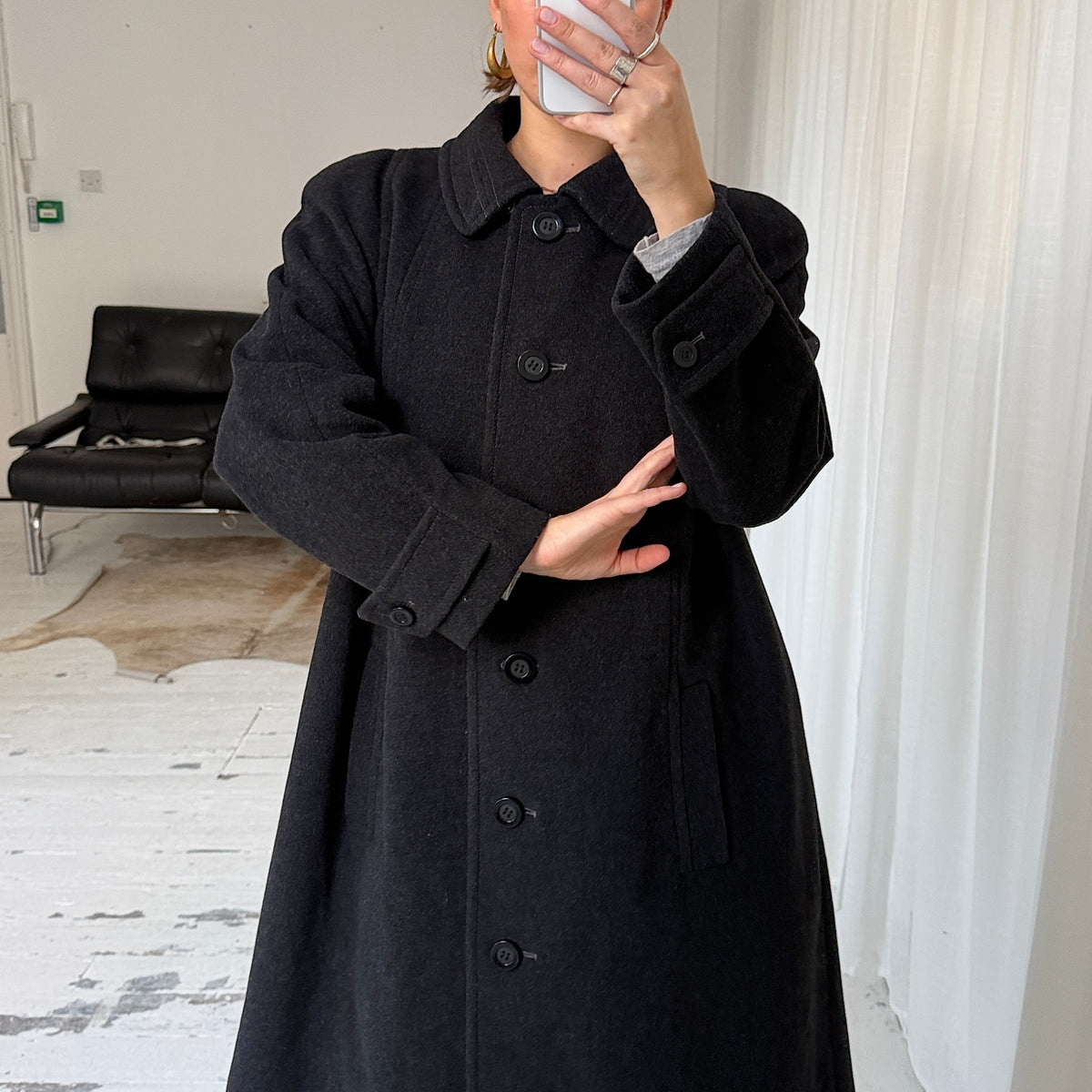 Charcoal Grey Wool & Cashmere Overcoat
