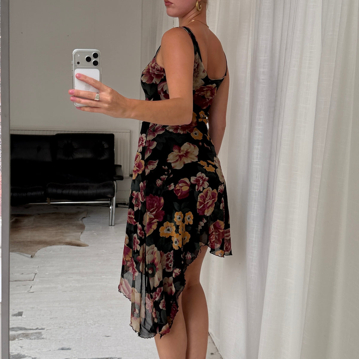 Floral One Shoulder Asymmetric Dress
