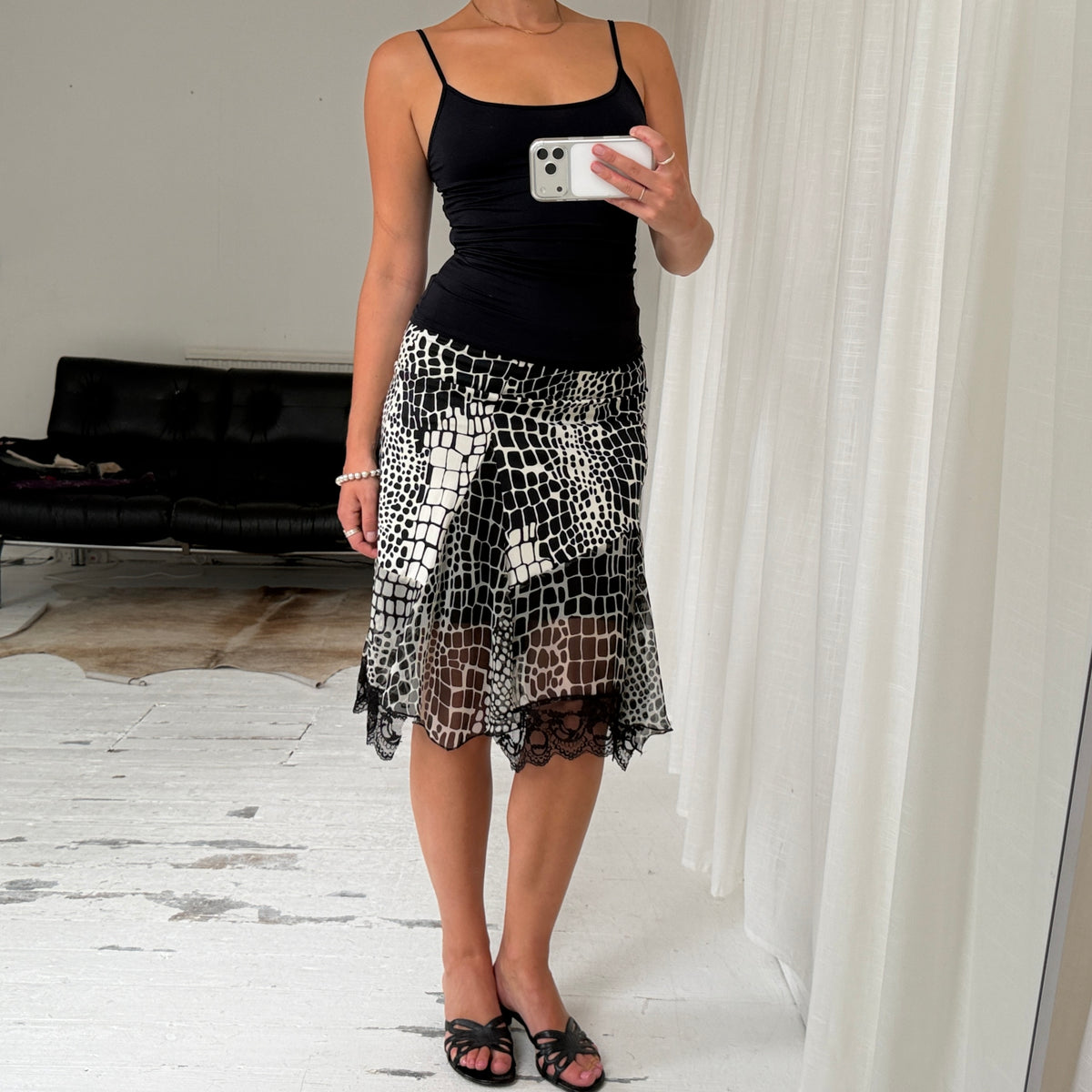 Morgan de Toi Animal Print Midi Skirt
