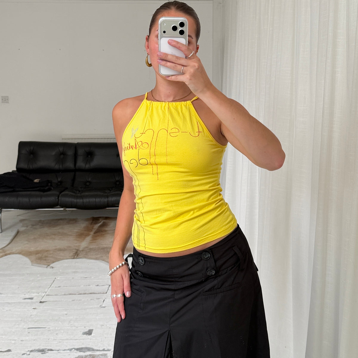 Yellow Graphic Halterneck Top