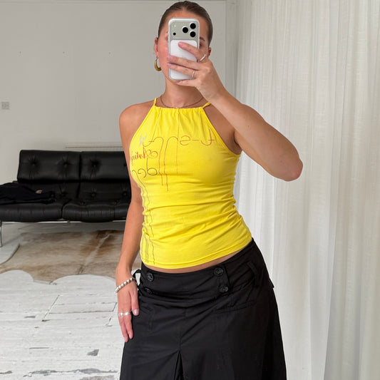 Yellow Graphic Halterneck Top