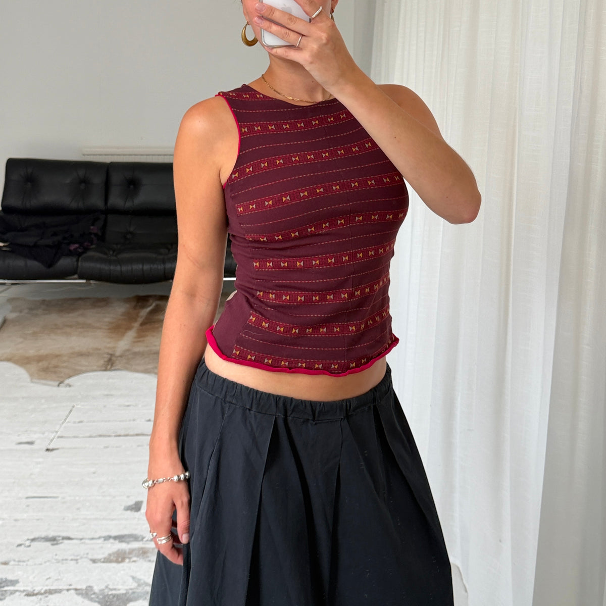 Patterned Mesh Tank Top