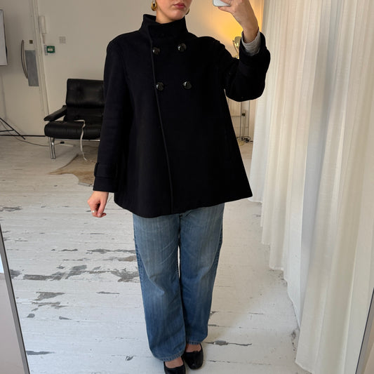 Jaeger Angora Wool Funnel Neck Peacoat