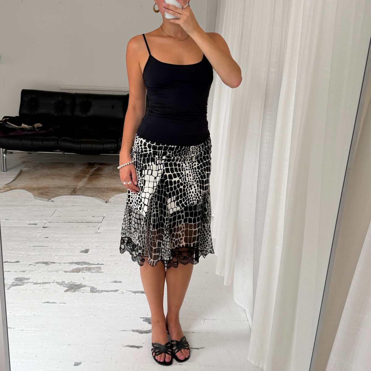 Morgan de Toi Animal Print Midi Skirt