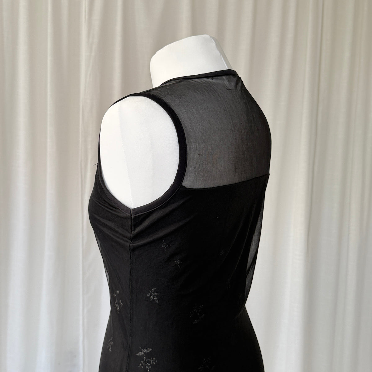 Black Mesh Overlay Mini Dress