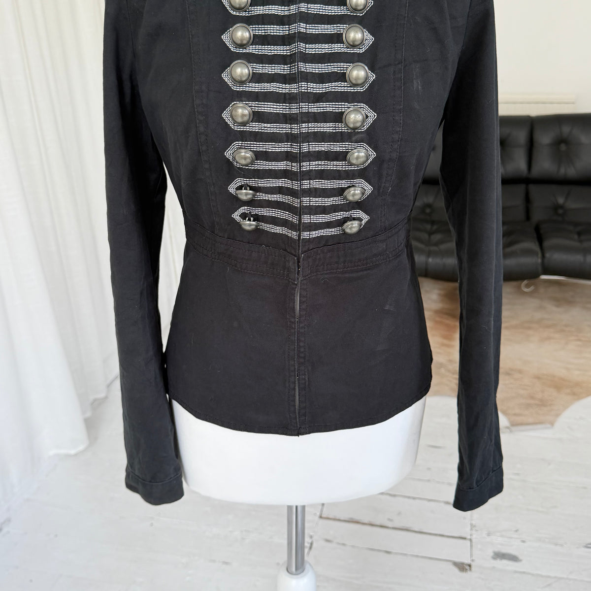 Black Military Hook & Eye Jacket