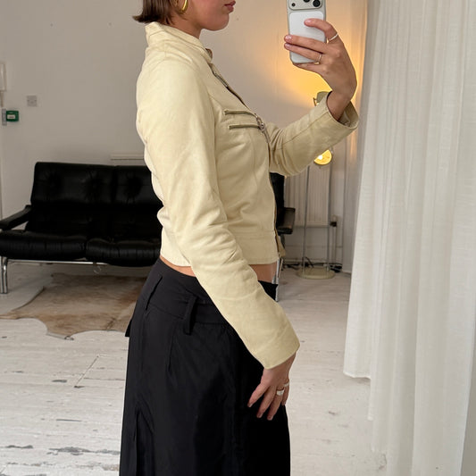 Vintage Italian Cream Leather Biker Jacket