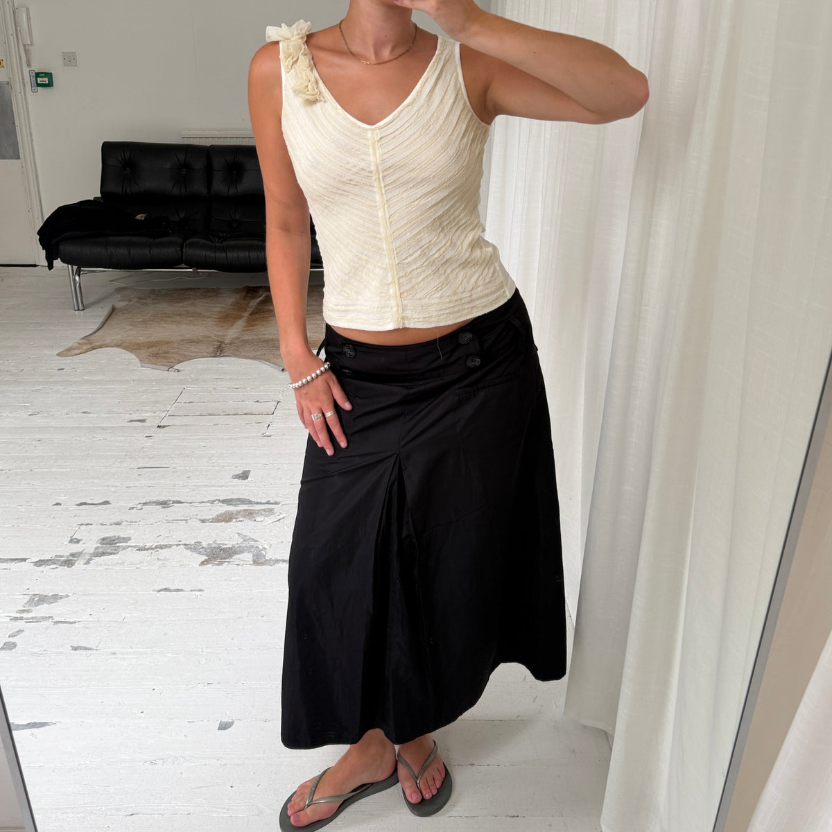 Spanish Vintage Silk Blend Rosette Top